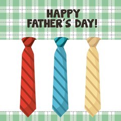 happy fathers day gridded background three colorful ties elegant date vector illustration