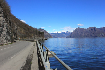 iseo lake - road along the lake