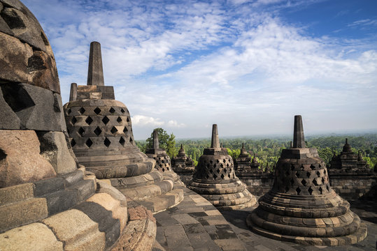 Stupas, Borobudur, Central Java, Indonesia