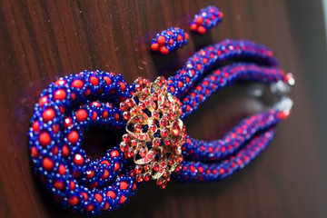 Red and Blue Necklace of Beads 22