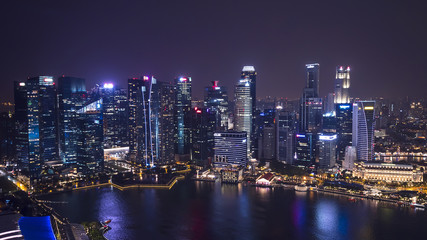 Fototapeta na wymiar Cityscape night light view of Singapore 7