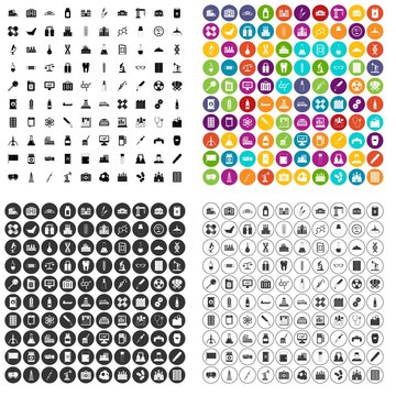 100 chemical industry icons set vector in 4 variant for any web design isolated on white