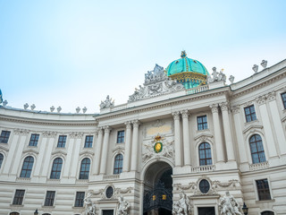 Fototapeta na wymiar The Hofburg is the imperial palace in Heldenplatz square in the centre of Vienna, Austria. Almost famous destination tourist. The Hofburg Palace built in the 13th century.
