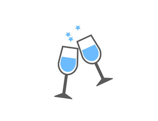 Wine glass celebration icon ( blue version )