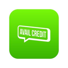 Avail credit icon green vector isolated on white background
