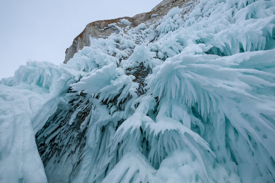 Extreme close-up of icicles, Irkutsk Oblast, Siberia, Russia