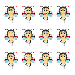 Ladybug with different facial expressions and different color