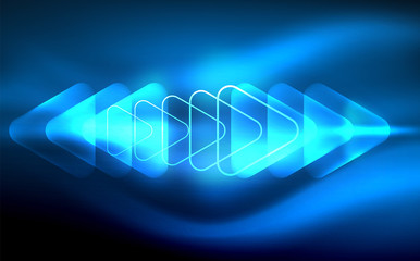 Glowing vector triangle geometric shapes in dark space