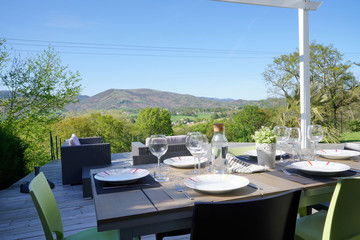 outdoor dining table on a terrace