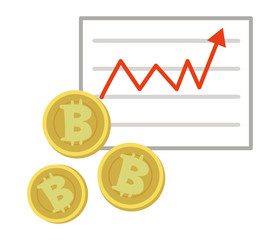 ビットコインとグラフのイラスト素材