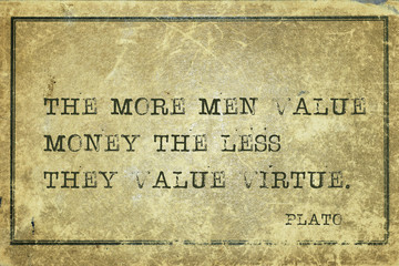 value money Plato