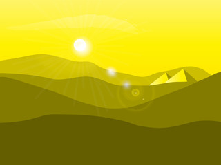 illustration of desert and pyramid