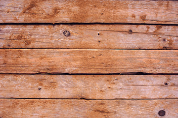 Naklejka premium Obsolete wooden brown horizontal plank boards texture