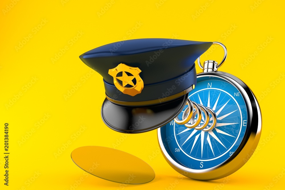 Poster Police hat with compass