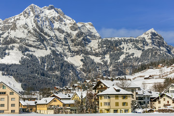 Town of Engelberg in Switzerland in wintertime