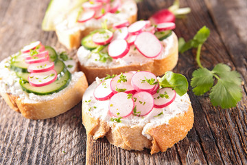 bread toast with cheese and radish