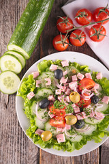 vegetable salad with ham