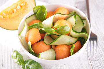 melon, zucchini and basil