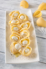 Lumaconi pasta stuffed with bocconcini