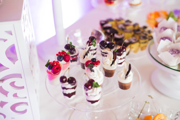 Buffet with a variety of delicious sweets, food ideas, celebration