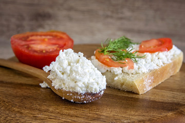 Table decoration of different flavors of cheese
