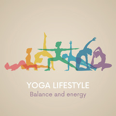 Women silhouettes. Yoga poses.