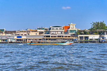 Fototapeta na wymiar Bangkok city centre view from Chao Phraya River, Thailand