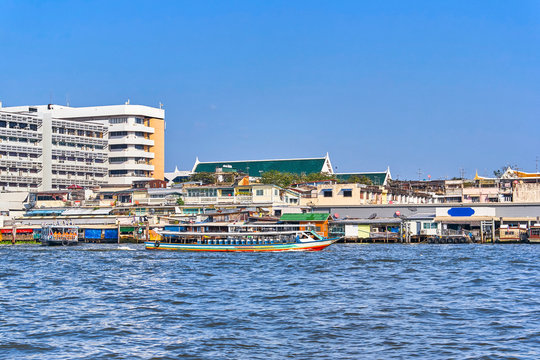 Bangkok city centre view from Chao Phraya River, Thailand