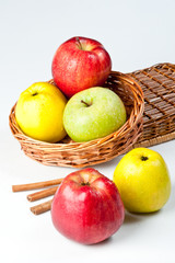 Naklejka na ściany i meble red and green apples in the basket