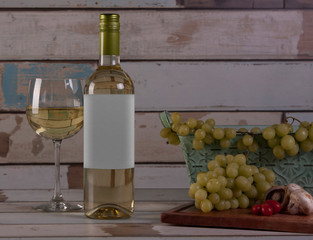 Preparing for a meal with white wine on country house scene, in Mexico