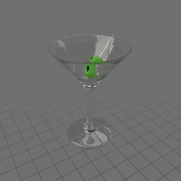 Cocktail glass with olive
