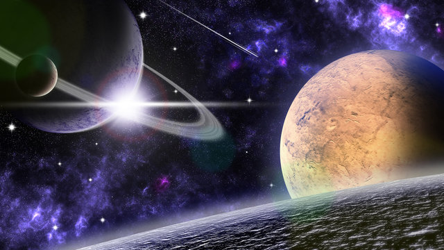 Fototapeta planets in deep spase