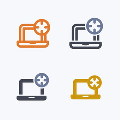 Target On Laptop - Outline & Glyph Icons. A set of 4 professional, pixel-perfect icons.