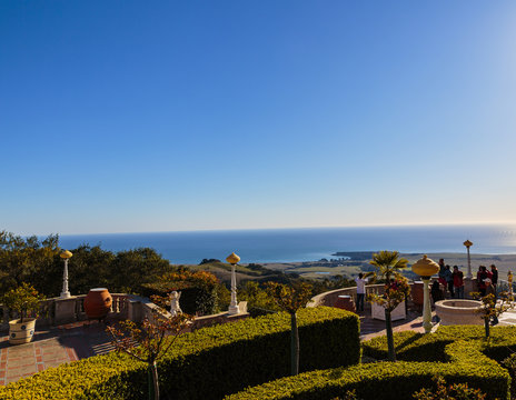 Hearst Castle Overlook - San Simeon, California, February 15, 2018:  Hearst Castle Construction Was Begun In 1919 By William Randolph Hearst And Architect Julia Morgan.