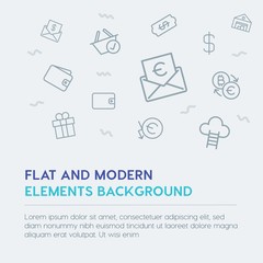 business, money, shopping outline vector icons and elements background concept on grey background...Multipurpose use on websites, presentations, brochures and more