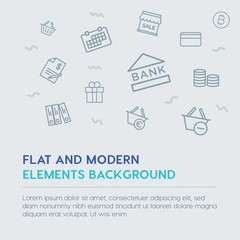 business, money, shopping outline vector icons and elements background concept on grey background...Multipurpose use on websites, presentations, brochures and more