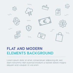 business, money, shopping outline vector icons and elements background concept on grey background...Multipurpose use on websites, presentations, brochures and more