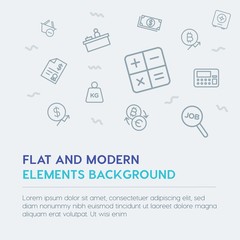business, money, shopping outline vector icons and elements background concept on grey background...Multipurpose use on websites, presentations, brochures and more