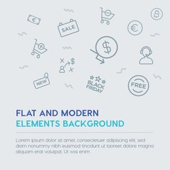 business, money, shopping outline vector icons and elements background concept on grey background...Multipurpose use on websites, presentations, brochures and more