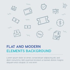 business, money, shopping outline vector icons and elements background concept on grey background...Multipurpose use on websites, presentations, brochures and more