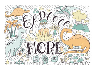 Hand lettering with dinosaurs.