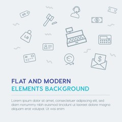 business, money, shopping outline vector icons and elements background concept on grey background...Multipurpose use on websites, presentations, brochures and more