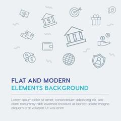 business, money, shopping outline vector icons and elements background concept on grey background...Multipurpose use on websites, presentations, brochures and more