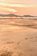 Fototapeta na wymiar Sunset Over Rawai Beach in Phuket, Thailand