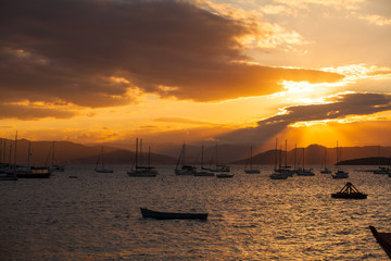 Fototapeta na wymiar Sunset boats