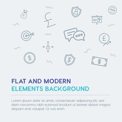 business, money, shopping outline vector icons and elements background concept on grey background...Multipurpose use on websites, presentations, brochures and more