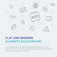 business, money, shopping outline vector icons and elements background concept on grey background...Multipurpose use on websites, presentations, brochures and more