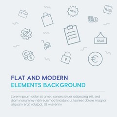 business, money, shopping outline vector icons and elements background concept on grey background...Multipurpose use on websites, presentations, brochures and more