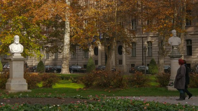 Bust statues in a park