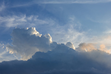 blue sky with clouds and sun light